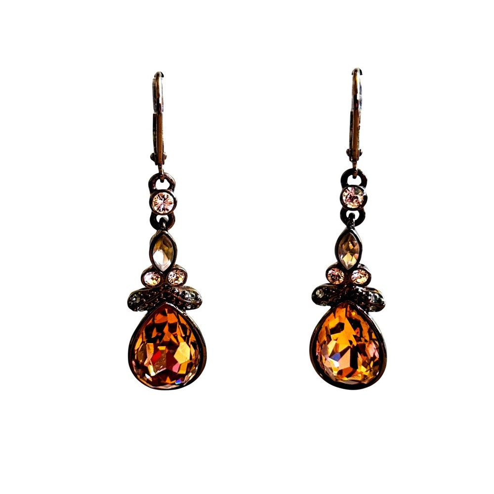 Givenchy Earrings Teardrop Pierced Crystal Bronze‎ Authentic High end Designer